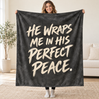Charcoal Stillness blanket, held open