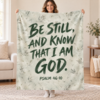 Quiet Olive blanket, held open