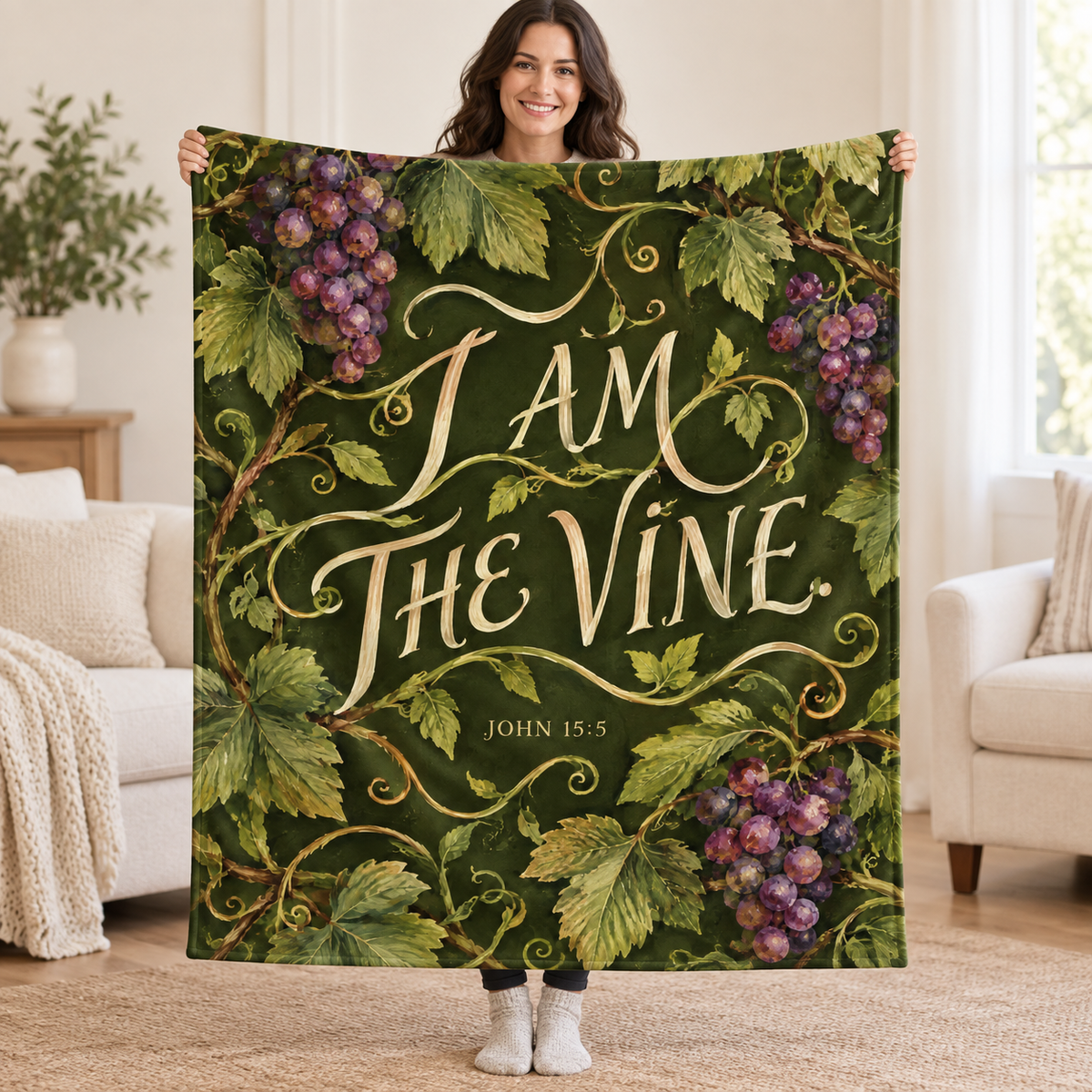 I Am the Vine blanket, held open