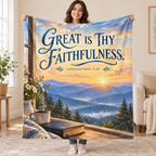 Great Is Thy Faithfulness blanket, held open