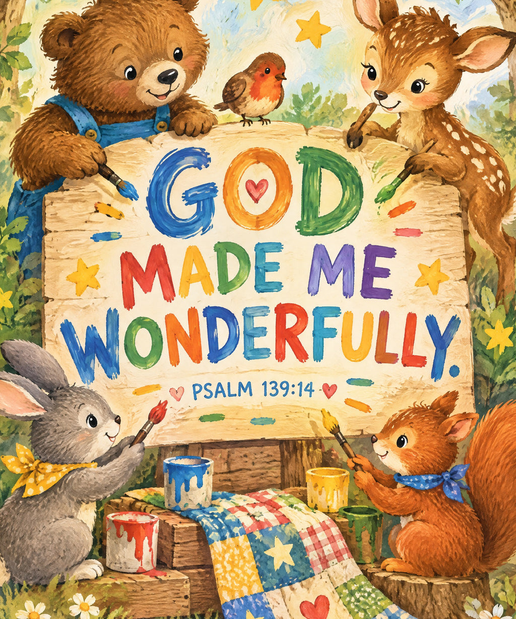 God Made Me Wonderfully blanket, full design