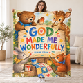 God Made Me Wonderfully blanket, held open