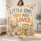 Little One Loved blanket, held open