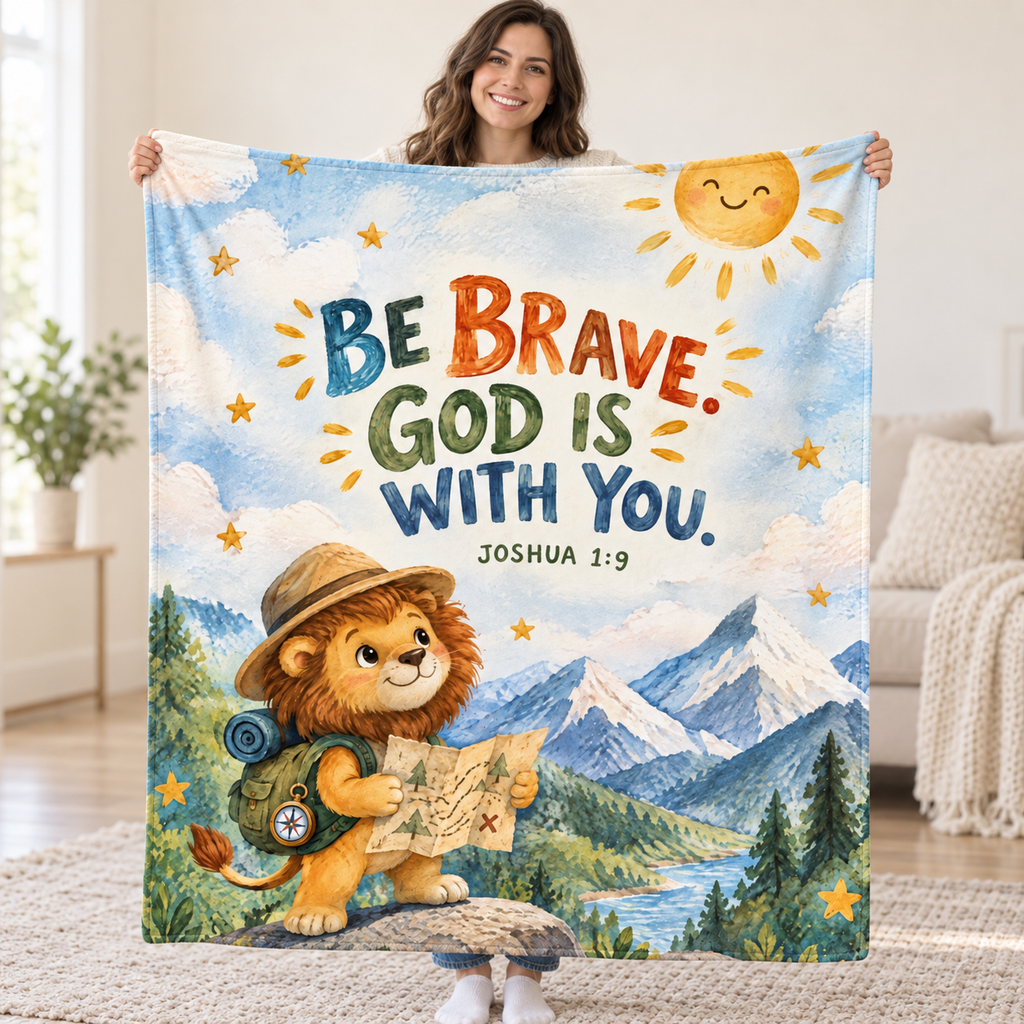 Be Brave blanket, held open