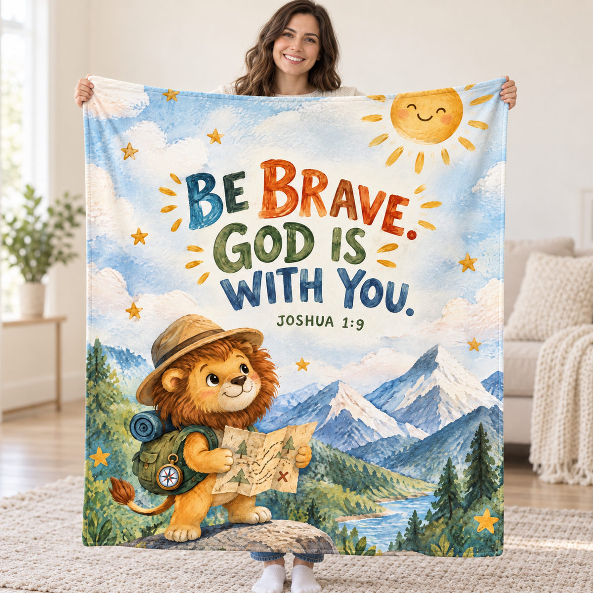 Be Brave blanket, held open