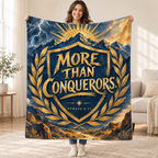More Than Conquerors blanket, held open