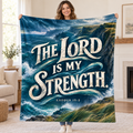 The Lord Is My Strength blanket, held open