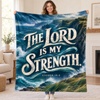 The Lord Is My Strength blanket, held open