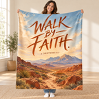 Walk by Faith blanket, held open
