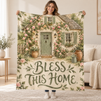 Bless This Home blanket, held open