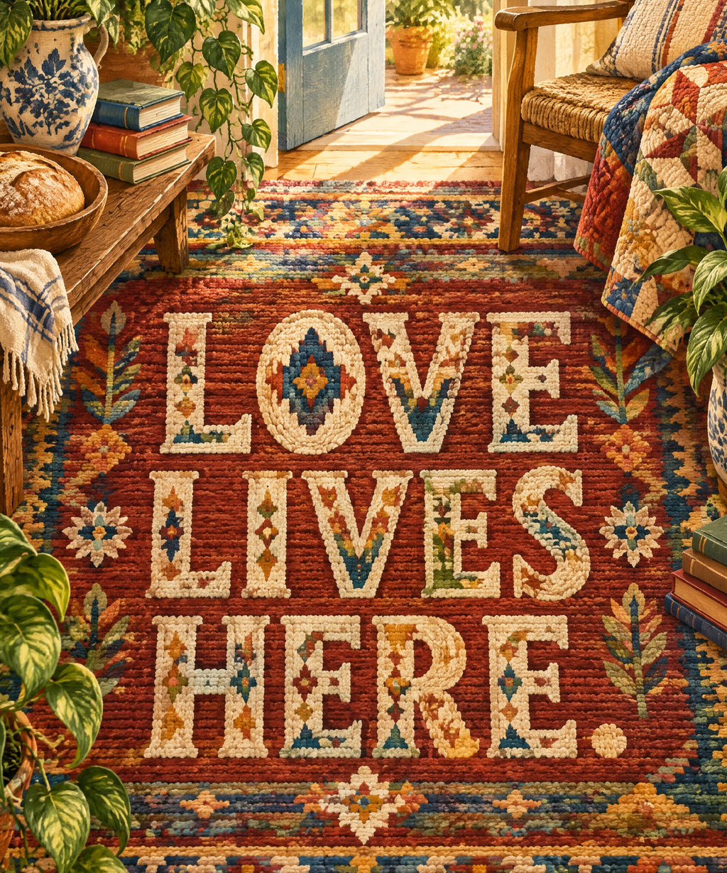 Love Lives Here blanket, full design
