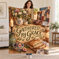Gathered by Grace blanket, held open