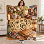 Gathered by Grace blanket, held open