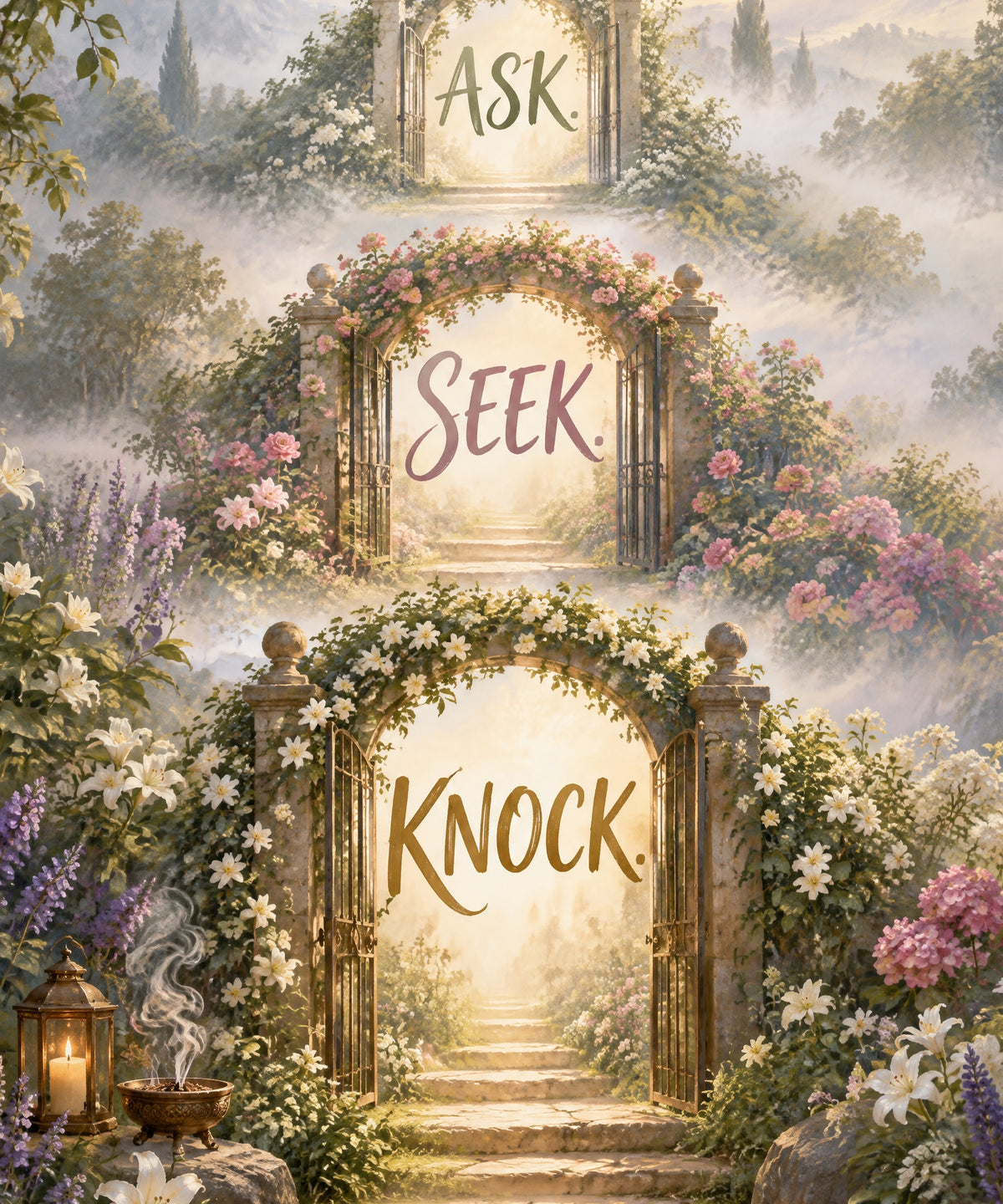 Ask Seek Knock blanket, full design