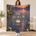 He Hears Me blanket, held open