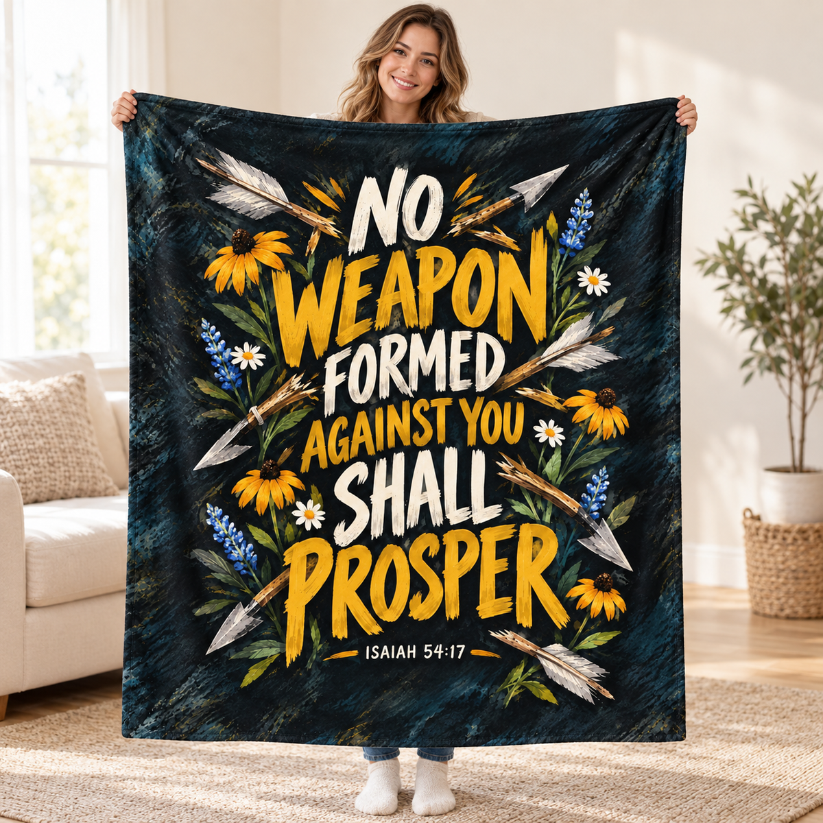 No Weapon blanket, held open