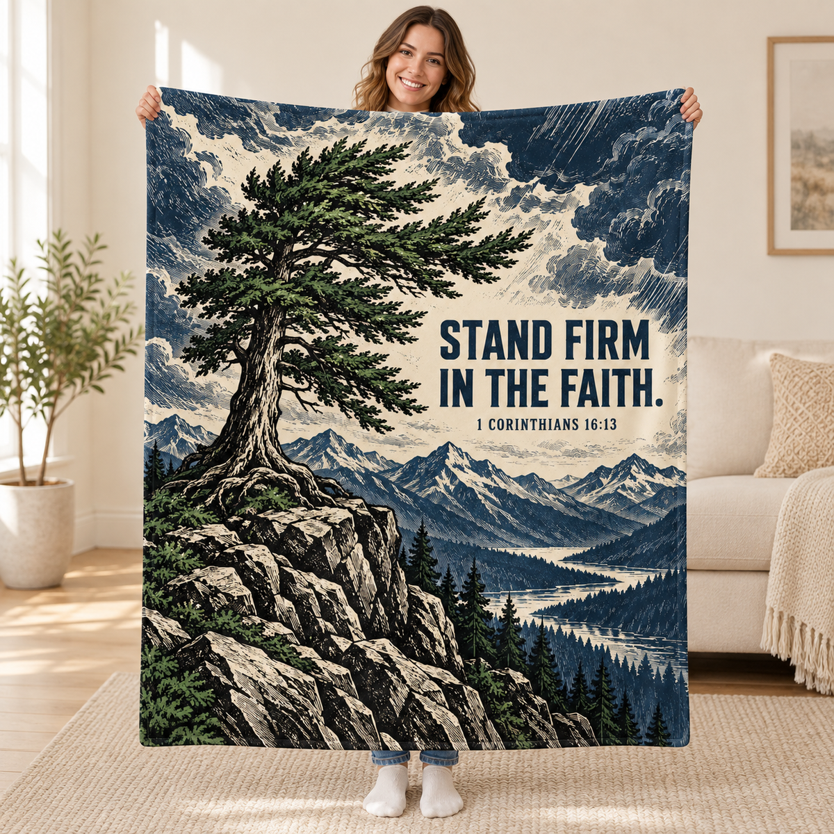 Stand Firm blanket, held open