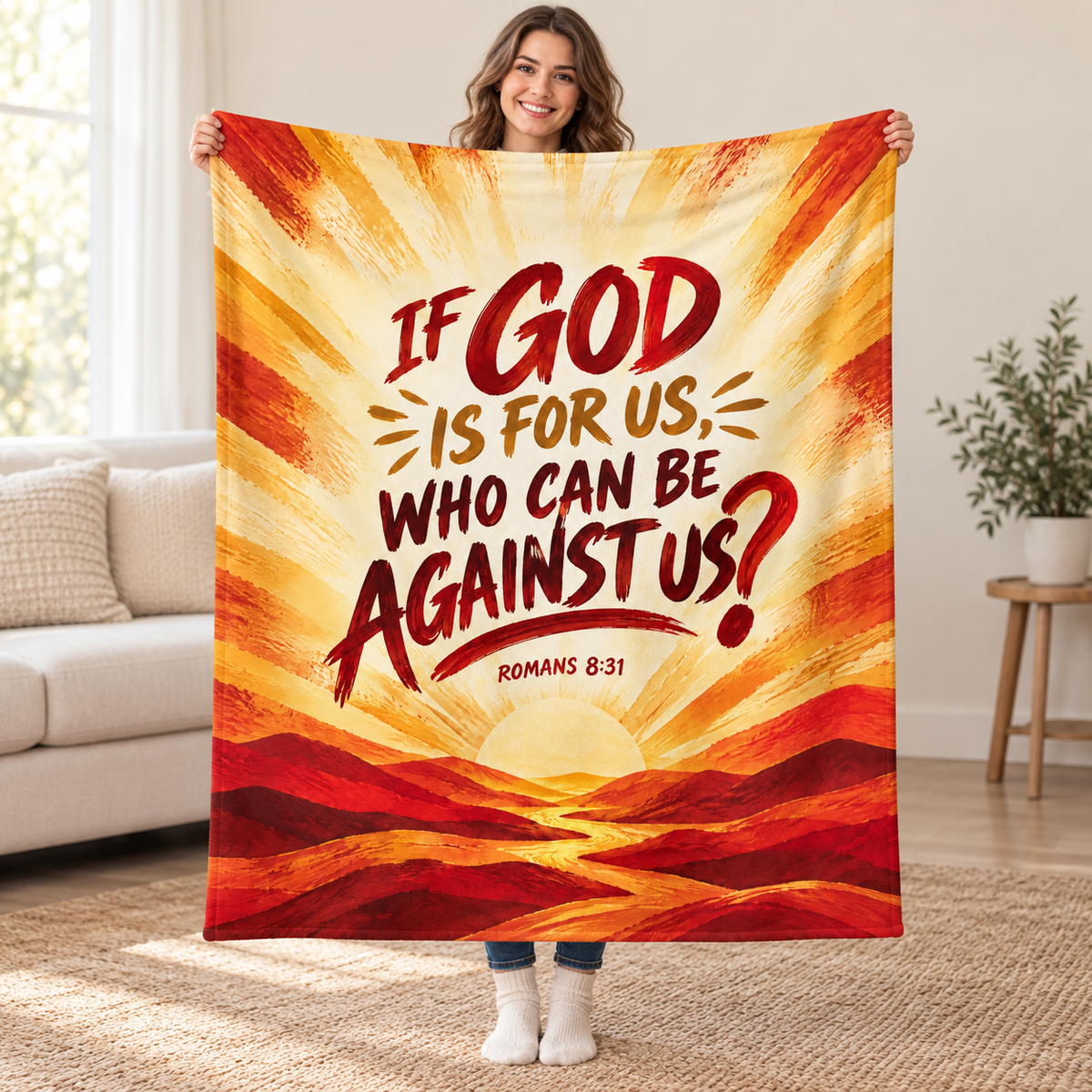God Is for Us blanket, held open
