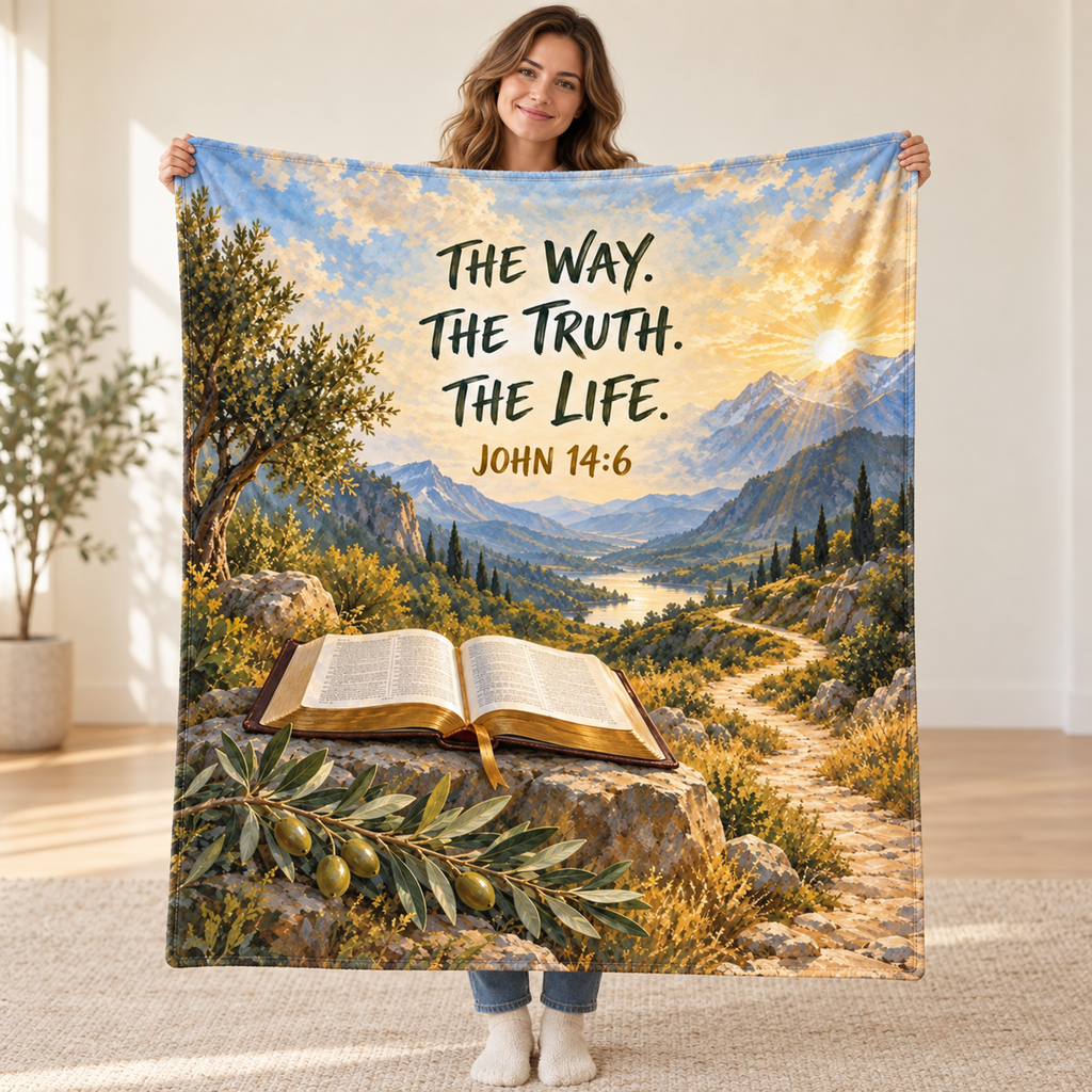 The Way Truth Life blanket, held open