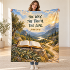 The Way Truth Life blanket, held open