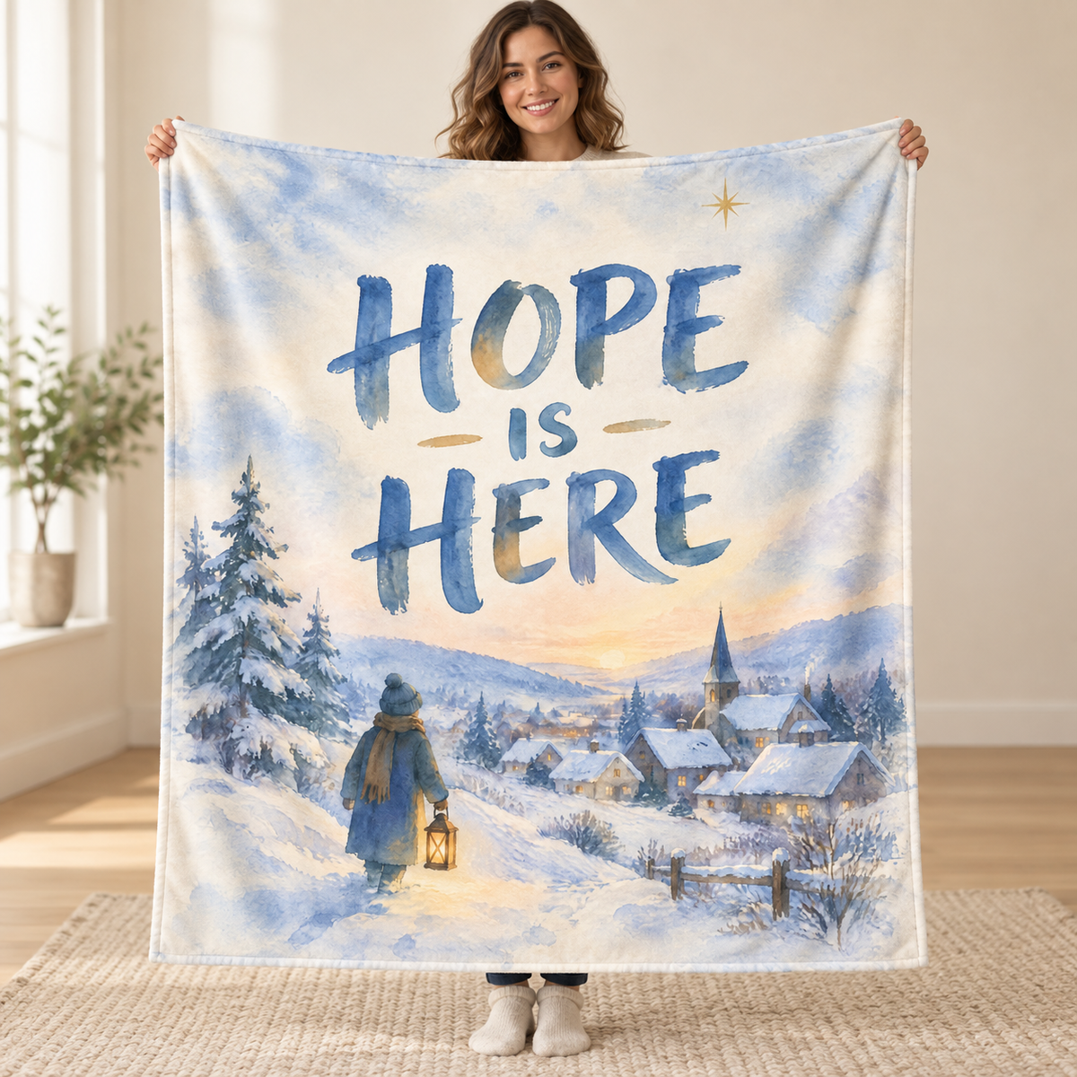 Hope Is Here blanket, held open