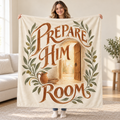 Prepare Him Room blanket, held open