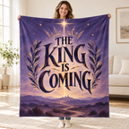 The King Is Coming blanket, held open