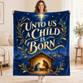 Unto Us a Child Is Born blanket, held open