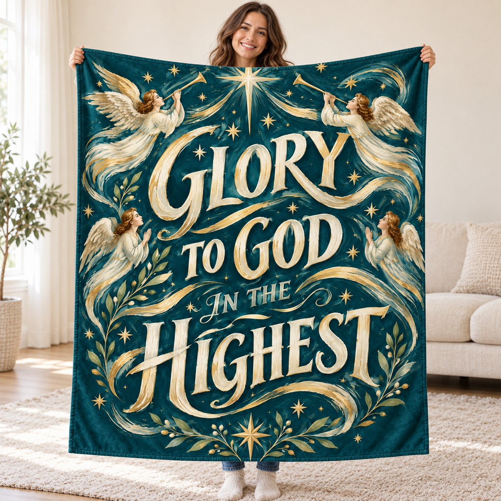 Glory to God in the Highest blanket, held open