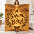 A Savior Is Born blanket, held open