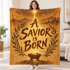 A Savior Is Born blanket, held open