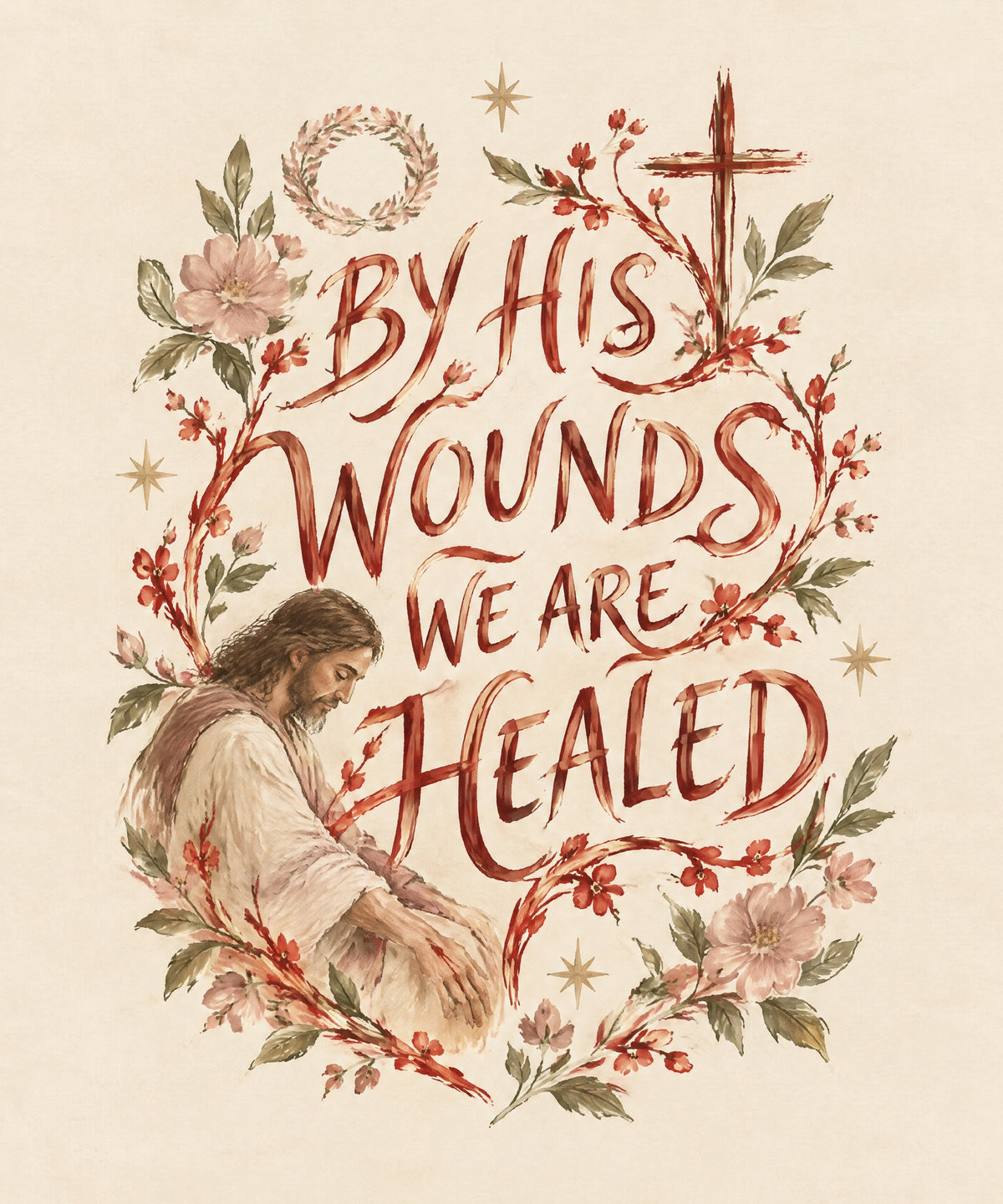 By His Wounds We Are Healed blanket, full design