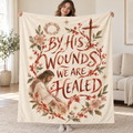 By His Wounds We Are Healed blanket, held open