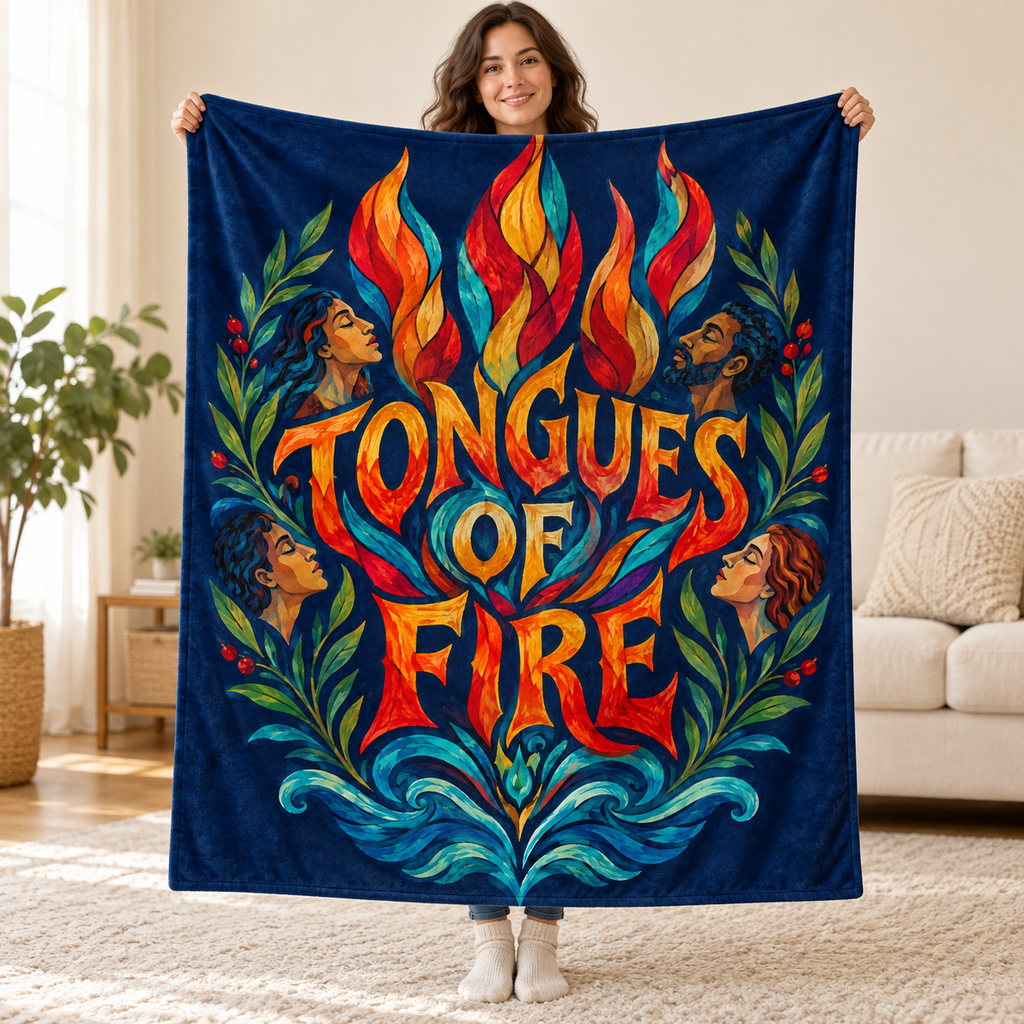 Tongues of Fire blanket, held open