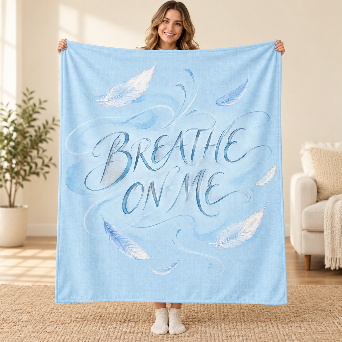 Breathe on Me blanket, held open