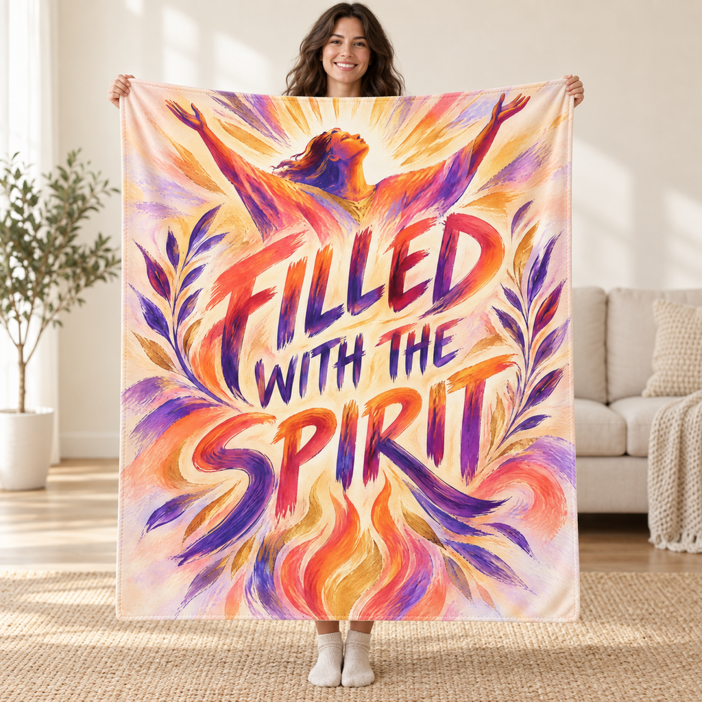 Filled with the Spirit blanket, held open