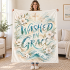 Washed in Grace blanket, held open