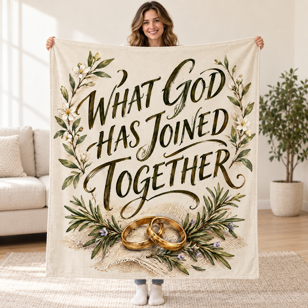 What God Has Joined Together blanket, held open