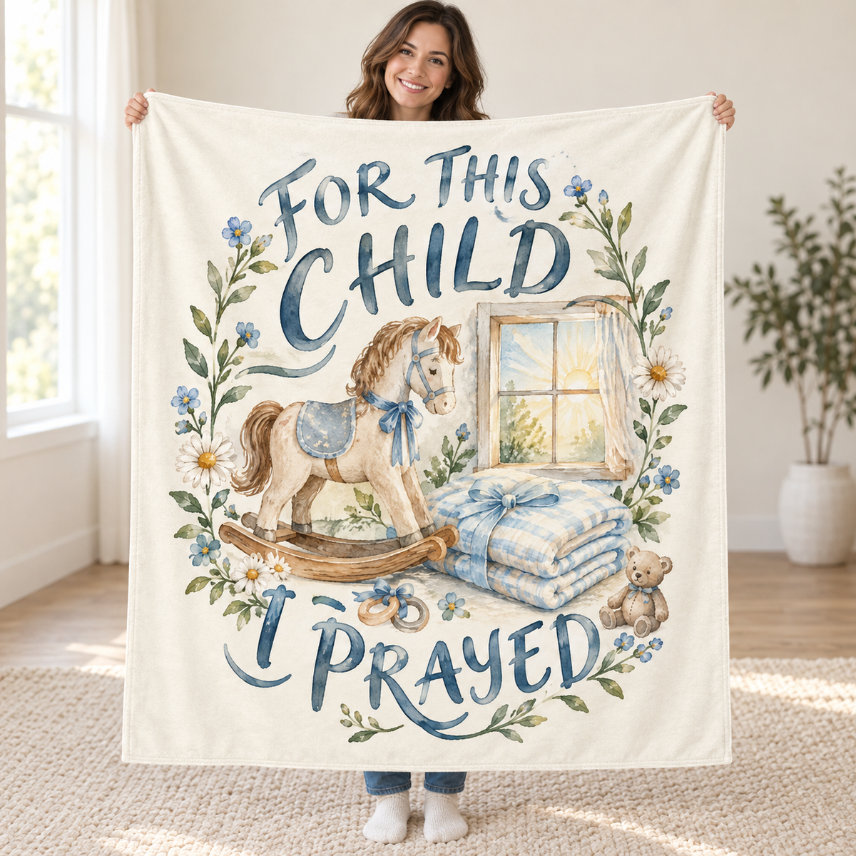 For This Child I Prayed blanket, held open