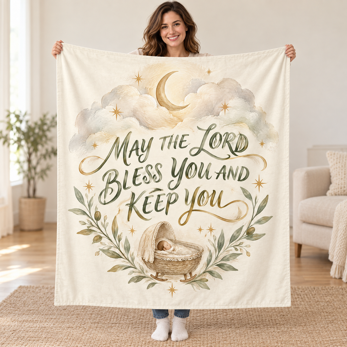 May the Lord Bless You and Keep You blanket, held open