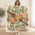 The Bread We Break blanket, held open