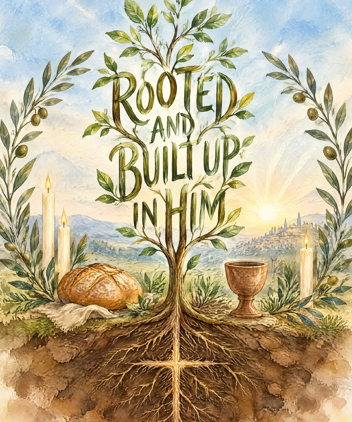 Rooted and Built Up in Him blanket, full design
