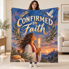 Confirmed in Faith blanket, held open