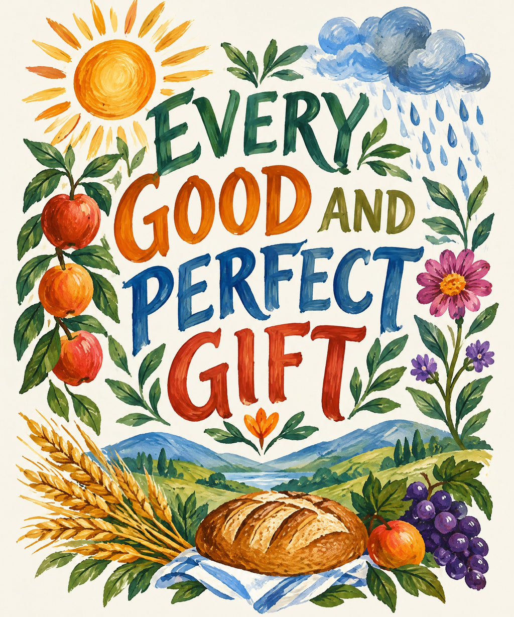 Every Good and Perfect Gift blanket, full design
