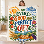 Every Good and Perfect Gift blanket, held open