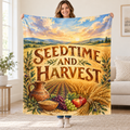 Seedtime and Harvest blanket, held open