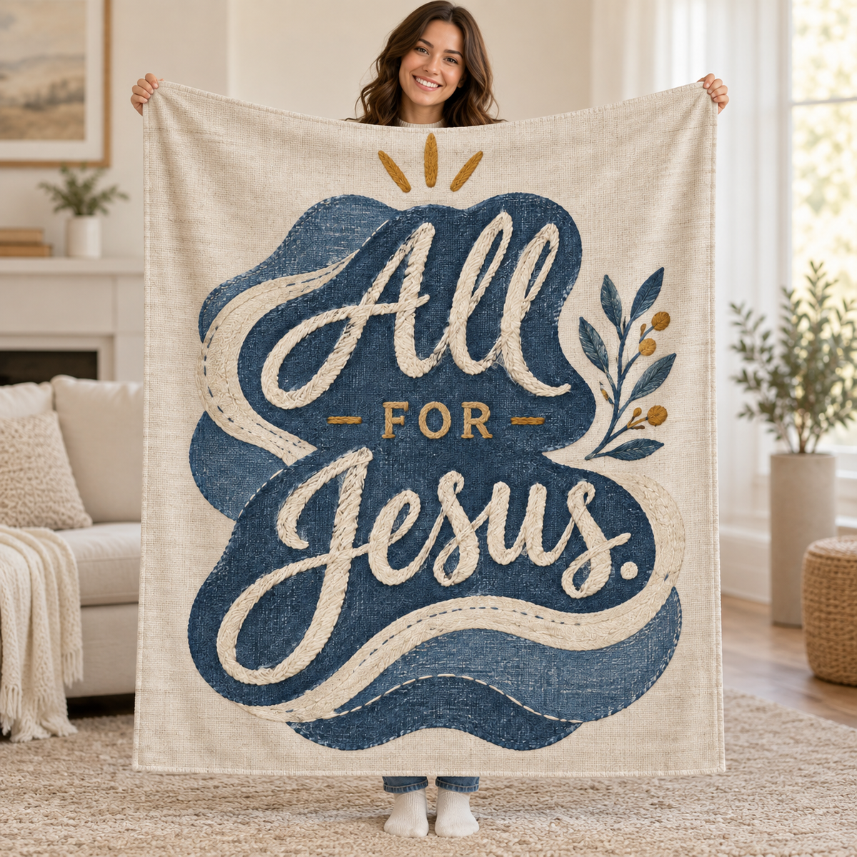 All for Jesus blanket, held open