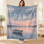 It Is Well blanket, held open