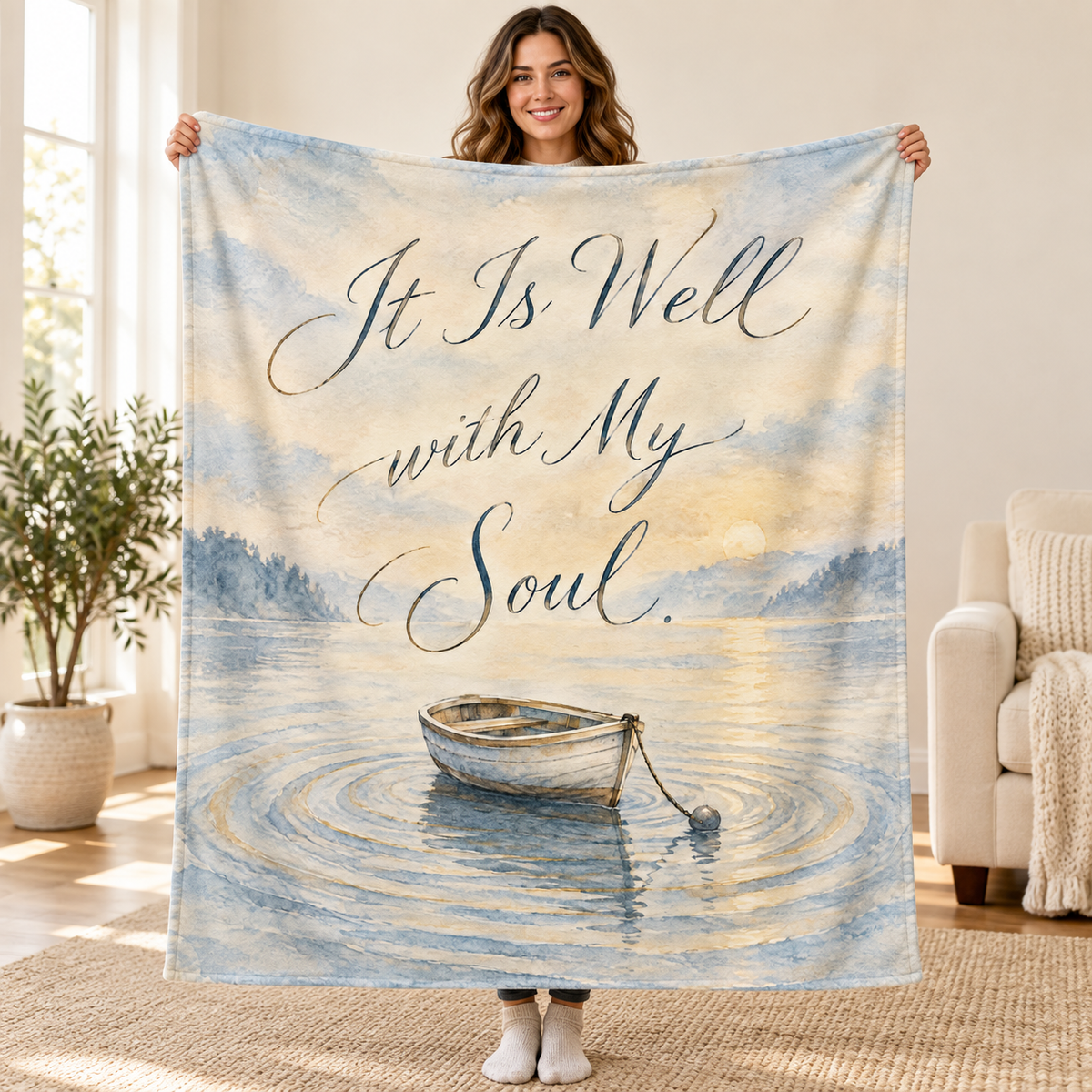 It Is Well with My Soul blanket, held open