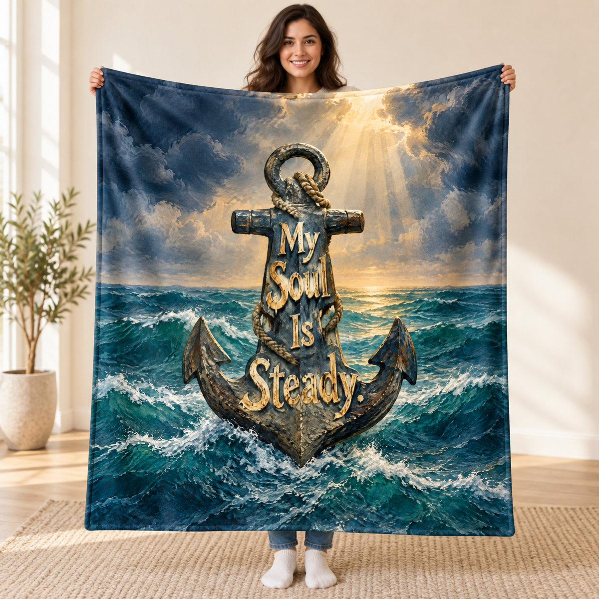 My Soul Is Steady blanket, held open